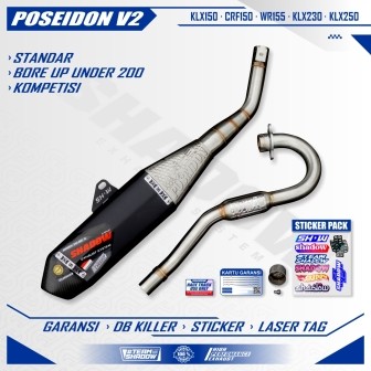 KNALPOT POSEIDON V2 KLX150 CRF150 WR155 SHADOW EXHAUST SYSTEM