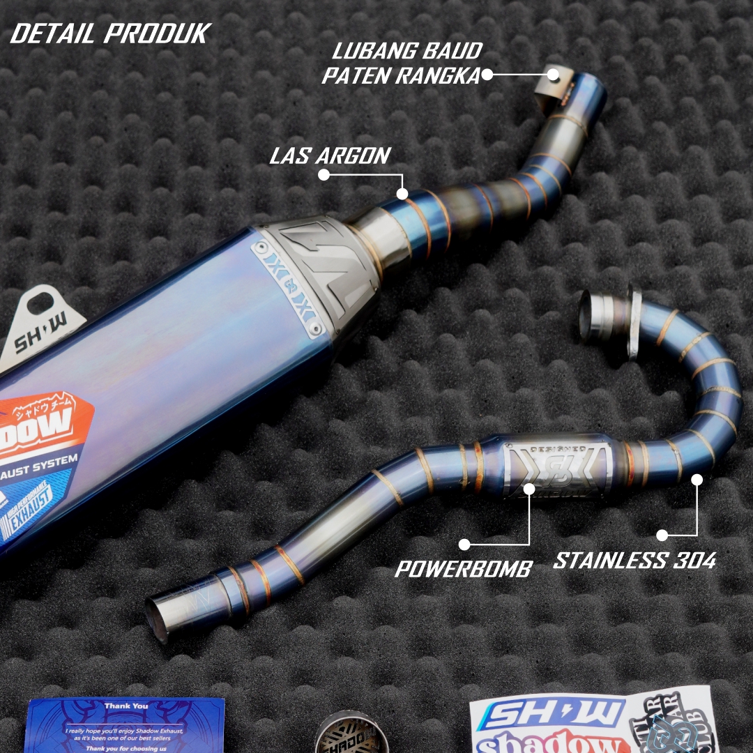 KNALPOT POSEIDON BLUE ALA TITANIUM KLX150 CRF150 WR155 SHADOW EXHAUST SYSTEM