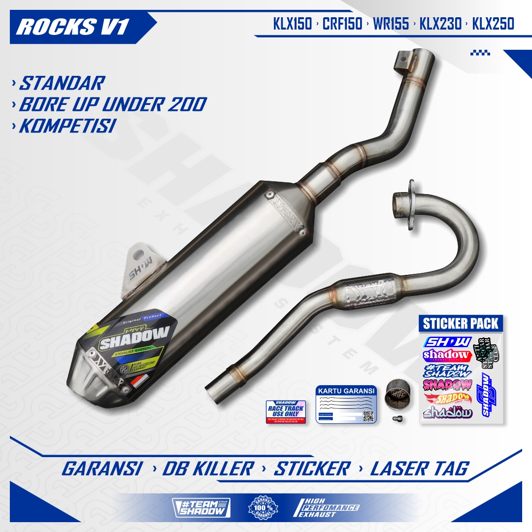 KNALPOT ROCK V1 KLX150 CRF150 WR155 SHADOW EXHAUST SYSTEM