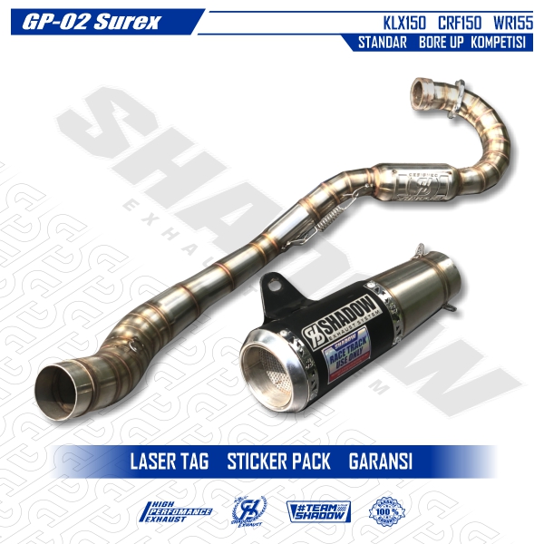 KNALPOT GP-02 KOLONG ATAS KLX150 CRF150 WR155 SHADOW EXHAUST SYSTEM