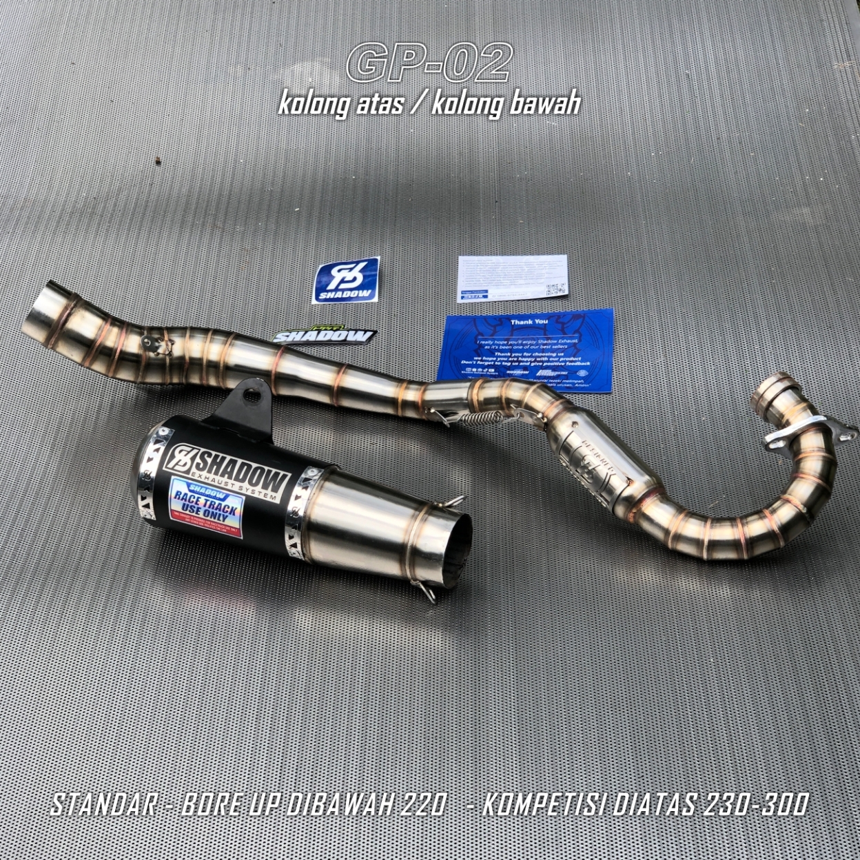 KNALPOT GP-02 KOLONG ATAS KLX150 CRF150 WR155 SHADOW EXHAUST SYSTEM