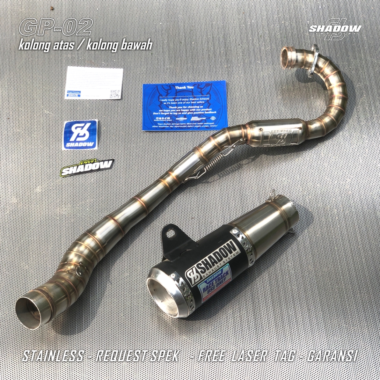 KNALPOT GP-02 KOLONG ATAS KLX150 CRF150 WR155 SHADOW EXHAUST SYSTEM