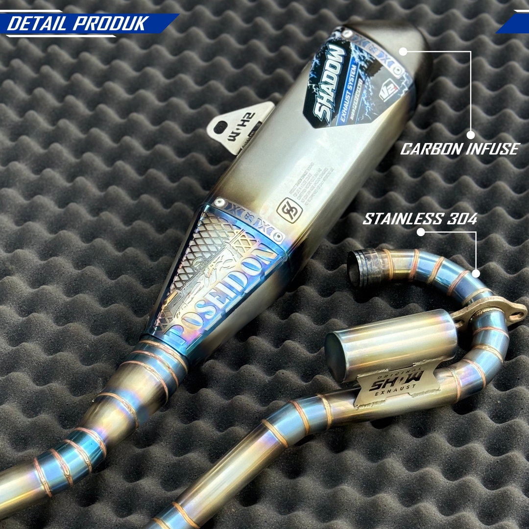 KNALPOT POSEIDON V2 titanium look KLX150 CRF150 WR155 SHADOW EXHAUST SYSTEM