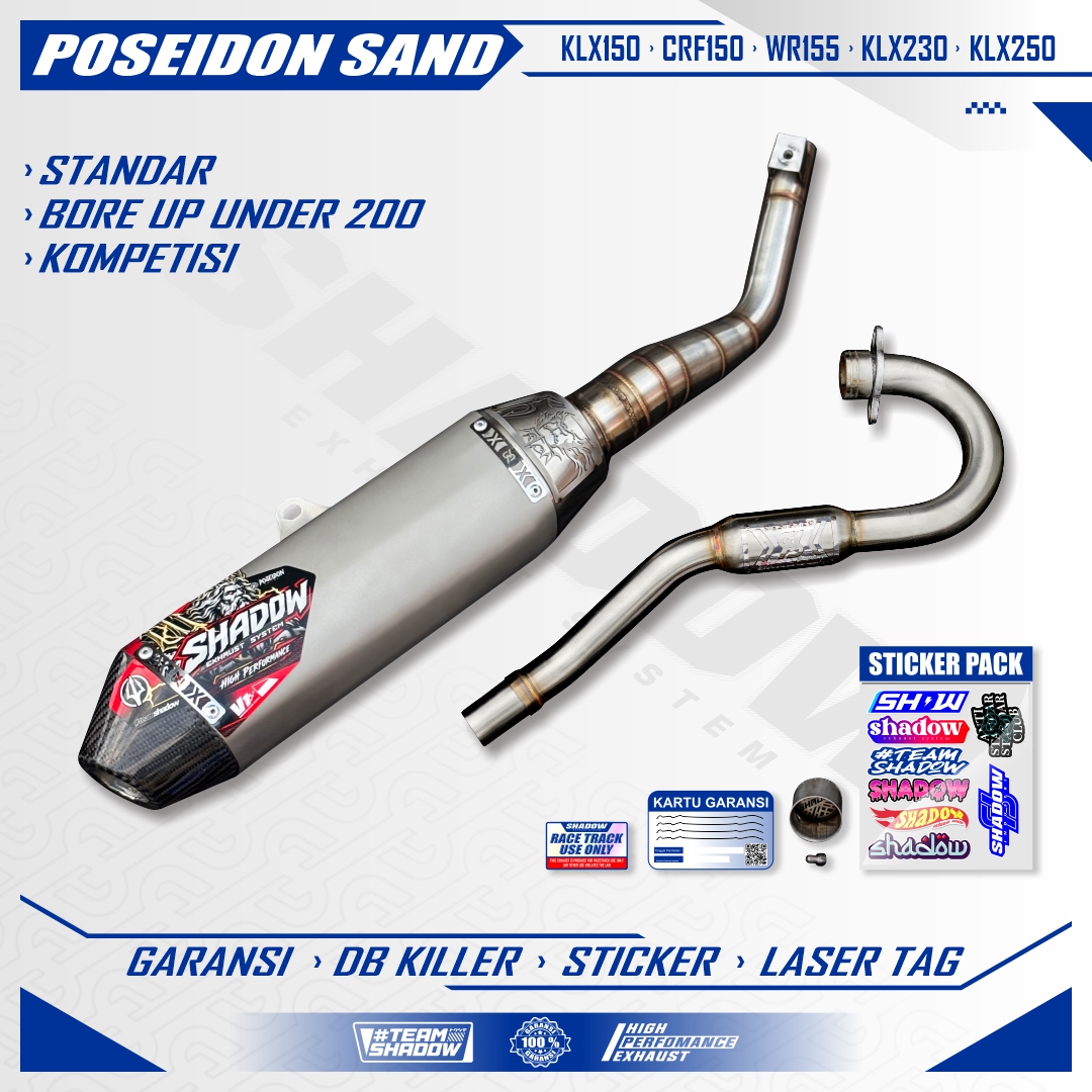 KNALPOT POSEIDON SANDBLAST KLX150 CRF150 WR155 SHADOW EXHAUST SYSTEM